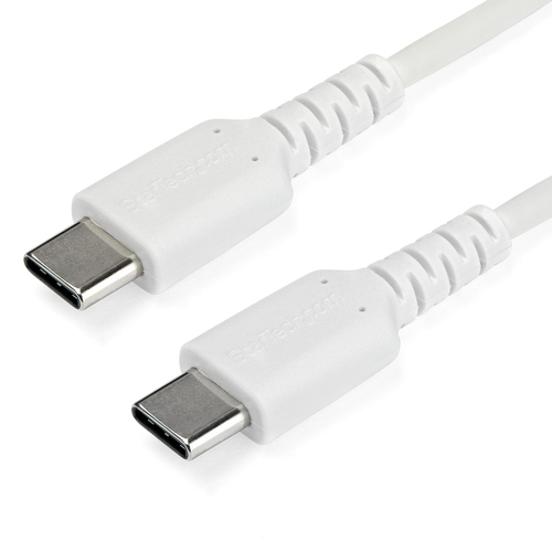 StarTech.com 2m USB C Charging Cable - Durable Fast Charge & Sync USB 3.1 Type C to C Charger Cord - TPE Jacket Aramid Fiber M/M 60W White - kabelis, vads