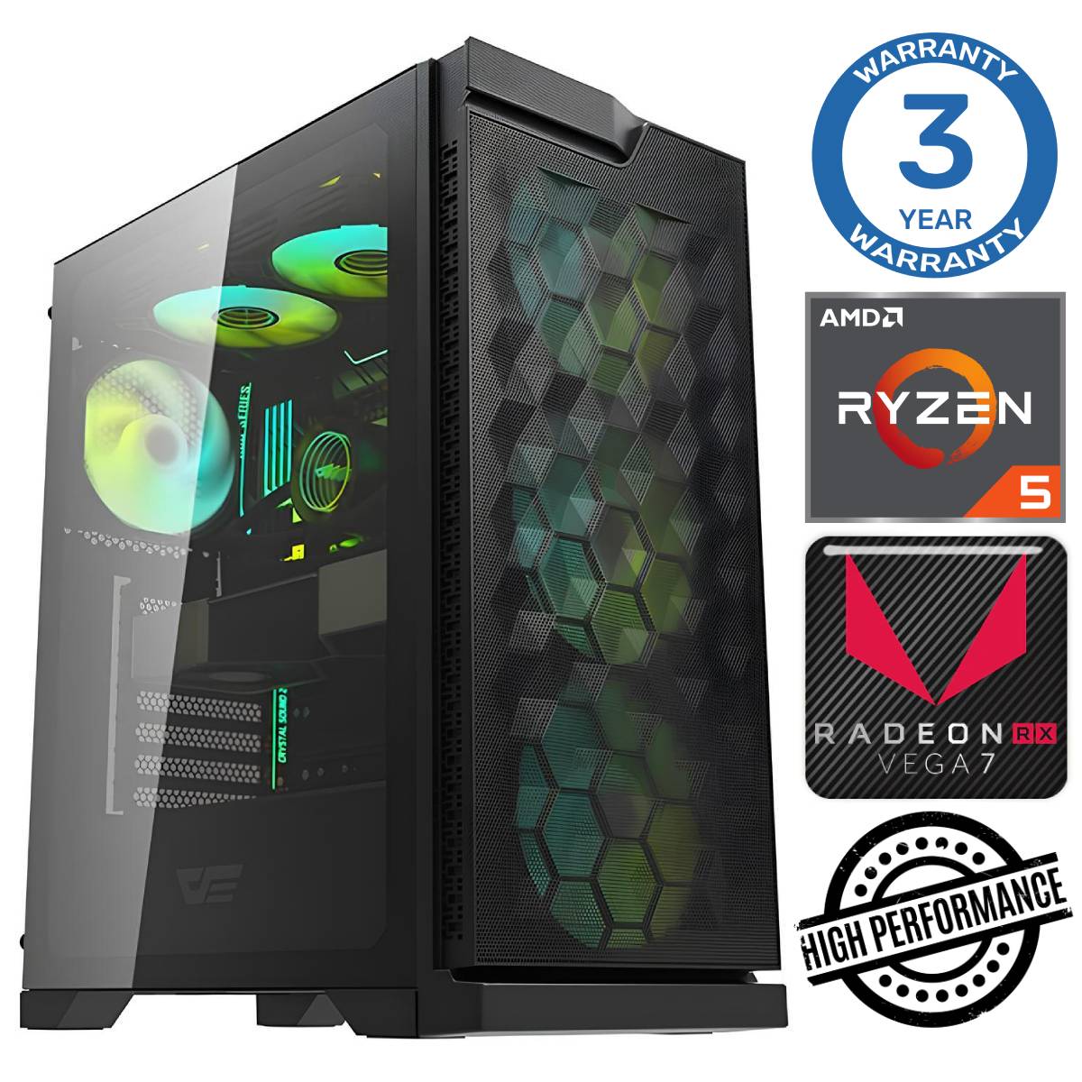 INTOP Ryzen 5 5600G 16GB 500SSD M.2 NVME+2TB Radeon RX Vega 7 no-OS RW38285NS (7777411538285) dators