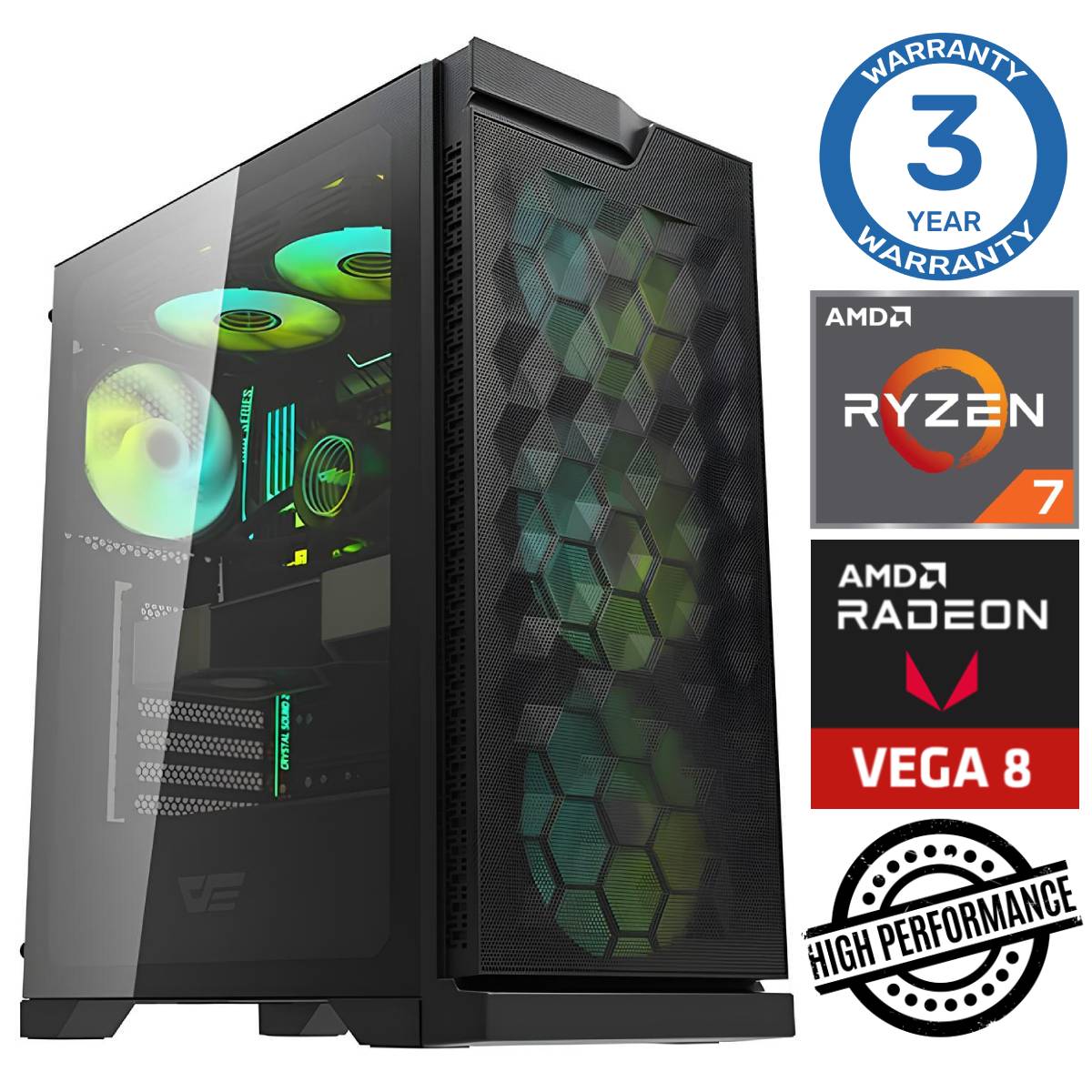 INTOP Ryzen 7 5700G 8GB 250SSD M.2 NVME Radeon RX Vega 8 no-OS RW38308NS (7777411538308) dators