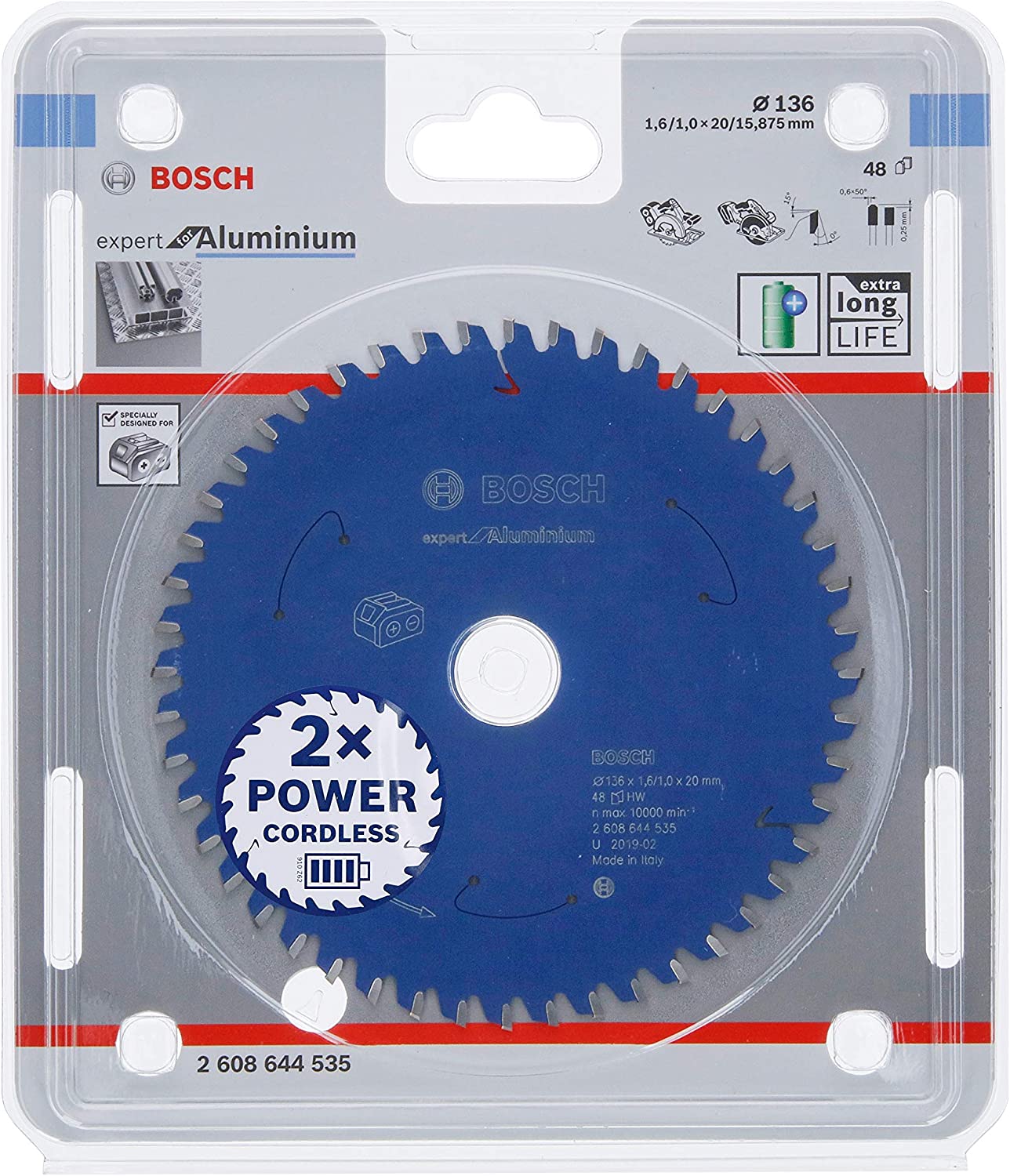 Bosch circular saw blade Expert for Aluminum, 136mm 2608644535 (3165140957656)