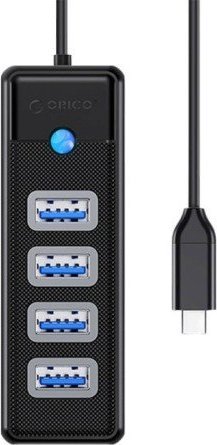 ORICO HUB USB-C, 4x USB-A (4x3.1), 5 GBPS, PW4U-C3-015-BK-EP USB centrmezgli