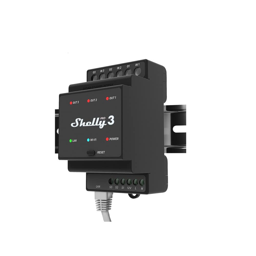Shelly Pro 3, relay (black, three channels) drošības sistēma