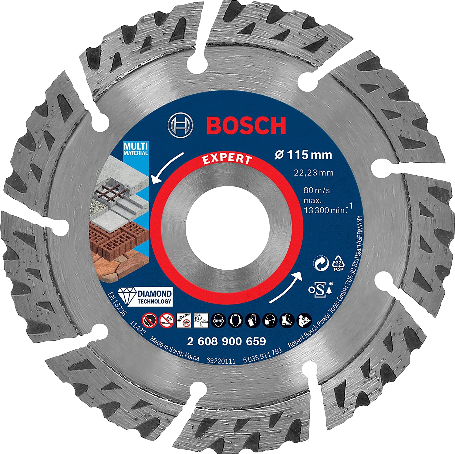 Bosch Expert diamond cutting disc 'MultiMaterial', O 115mm (for small angle grinders) 2608900659 (4059952539942)