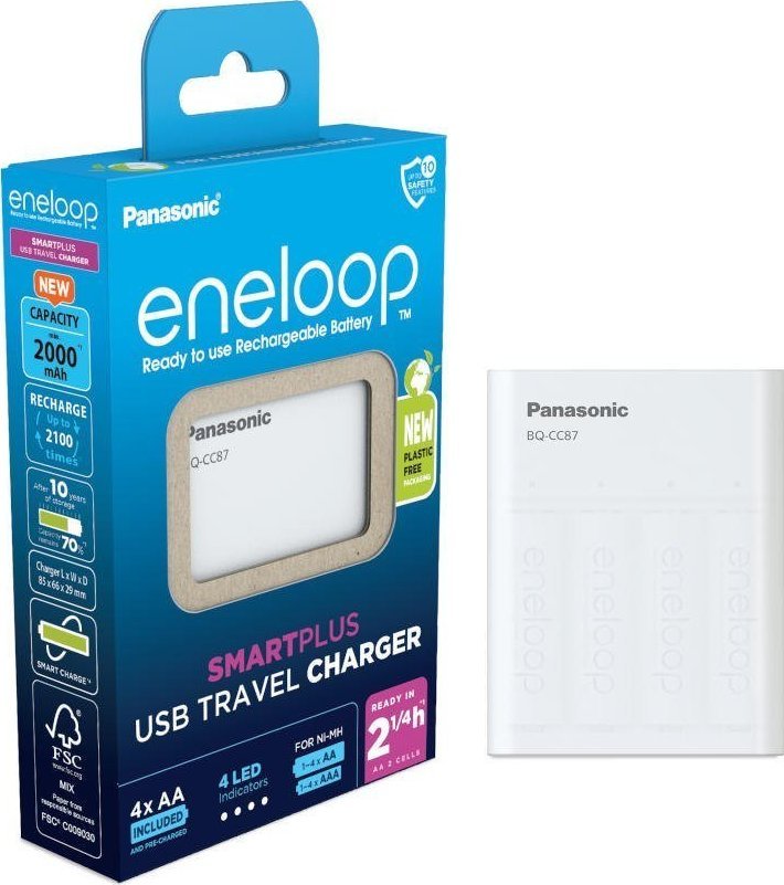 Panasonic Eneloop Smart Plus USB Travel BQ-CC87 4xAA  K-KJ87MCD40