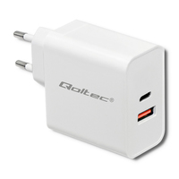 Qoltec 51715 Charger| 63W | 5-20V | 1.5-3A | USB type C PD | USB QC 3.0 | White iekārtas lādētājs