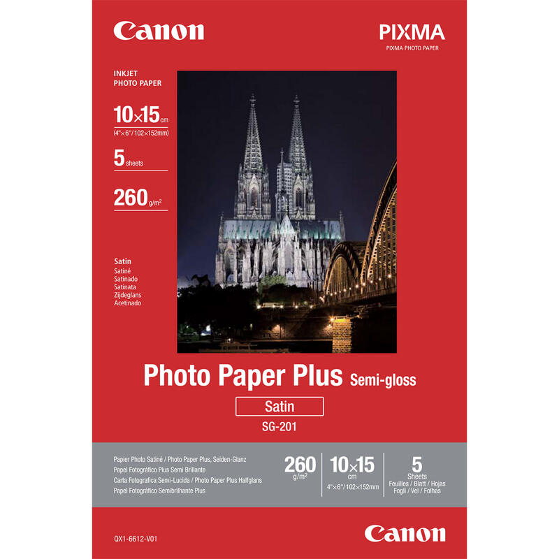 Canon SG-201 Semi-gloss 10x15cm 5 sheets papīrs