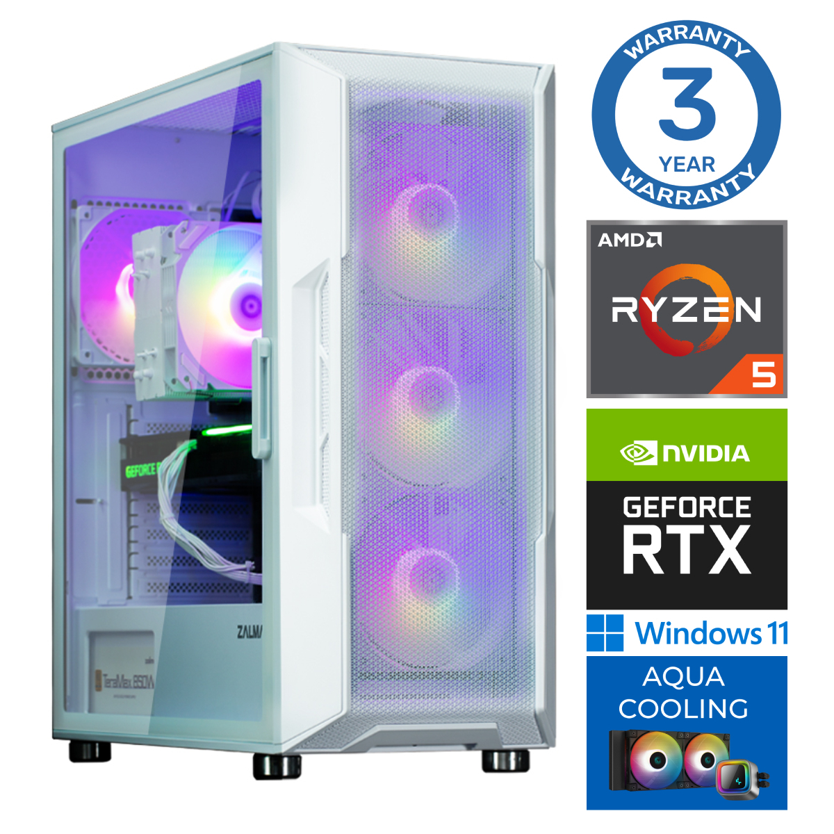 INTOP AQUA Ryzen 5 7600X 32GB DDR5 1TB SSD M.2 NVME RTX3060 12GB WIN11Pro RW35876 (EAN411535876) dators