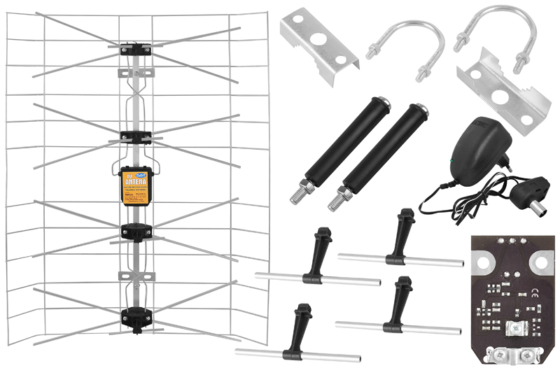 PS Mesh TV antena + pastiprinātājs + barošanas bloks antena