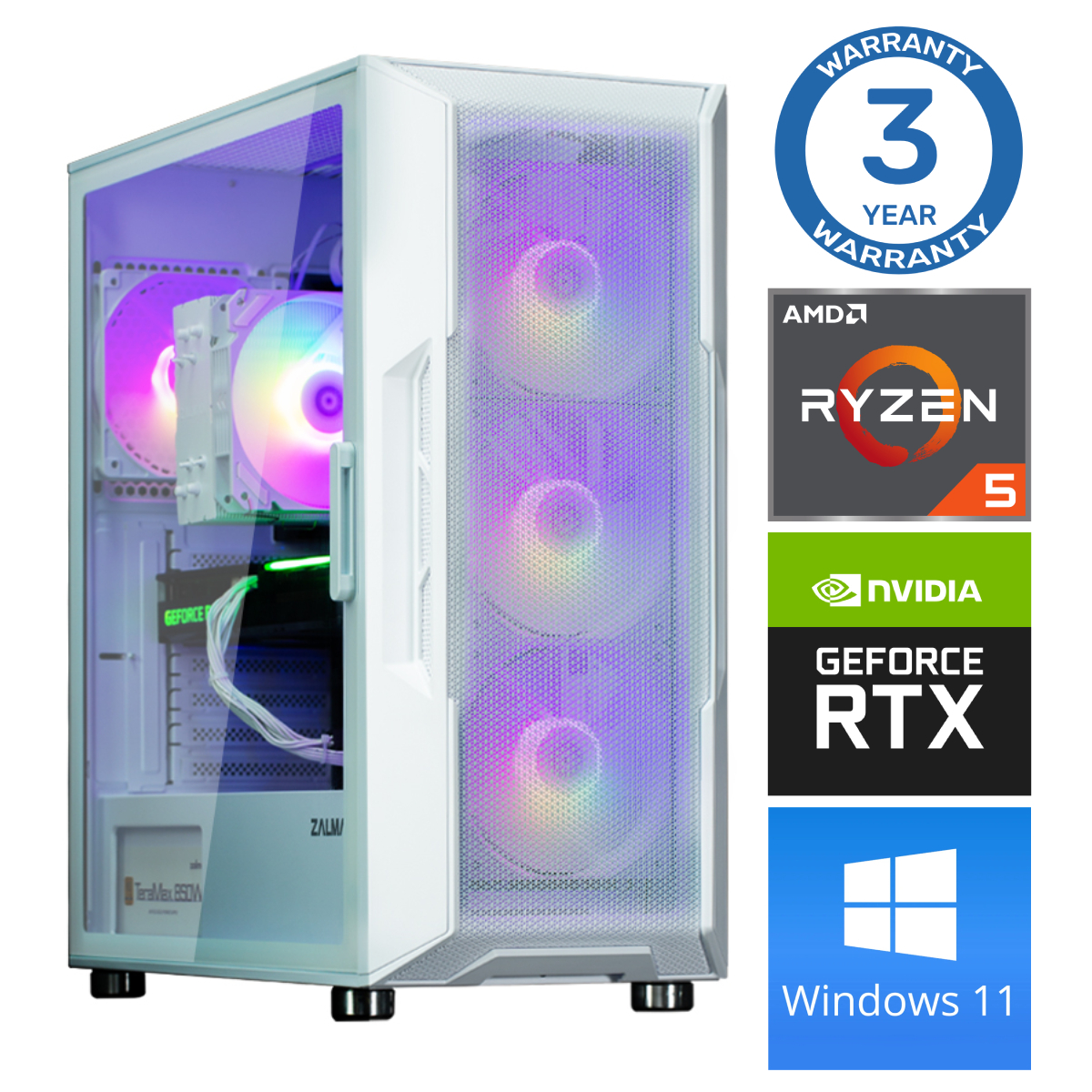 INTOP Ryzen 5 5600X 32GB 250SSD M.2 NVME+2TB RTX3060 12GB WIN11Pro RW35821 (EAN411535821) dators