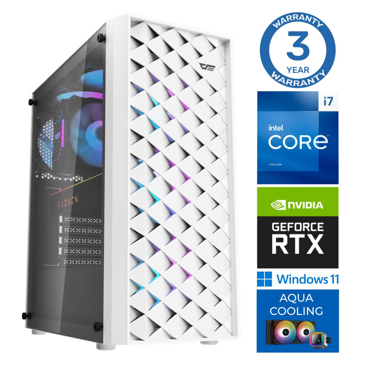 INTOP AQUA i7-14700F 16GB DDR5 2TB SSD M.2 NVME RTX5060Ti 16GB WIN11Pro RW45106 (7777411545106) dators