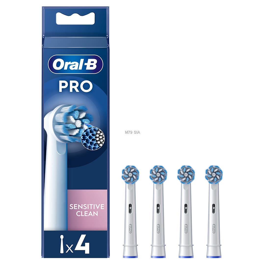 Braun Oral-B Sensitive Clean PRO, 4 gab., balta - Uzgali elektriskajai zobu birstei mutes higiēnai