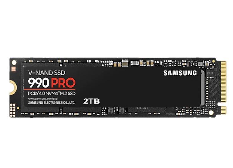 Samsung 990 PRO 2000 GB, SSD form factor M.2 2280, SSD interface PCIe Gen4x4, Write speed 6900 MB/s, Read speed 7450 MB/s SSD disks