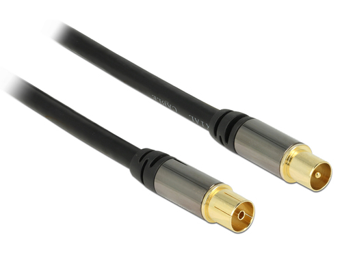 Delock Antenna Cable IEC Plug > IEC Jack RG-6/U 2m black kabelis, vads