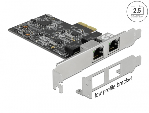 DeLOCK PCI Express x2 Card to 2 x RJ45 2.5 Gigabit LAN RTL8125 LAN Adapter tīkla karte