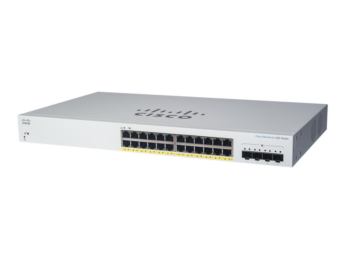 Cisco Switch Business 220-Series 28-Port 1GbE 382W PoE smart managed CBS220-24FP-4G-EU (889728344272) komutators