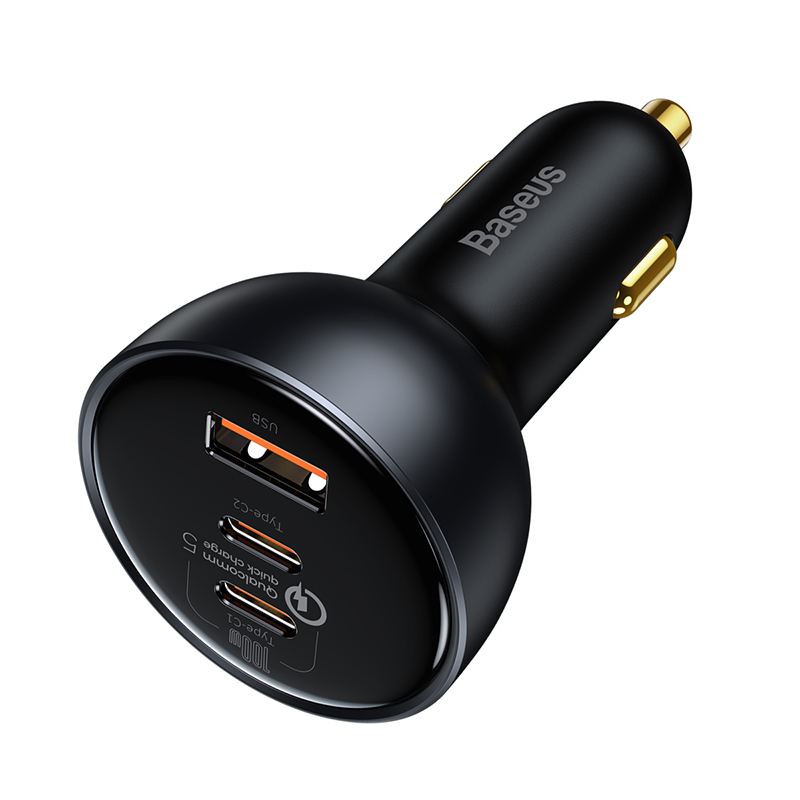 Baseus Car Quick Charger 12-24V 160W USB + 2xUSB-C QC5 PD3.0 with USB-C Cable 1m iekārtas lādētājs