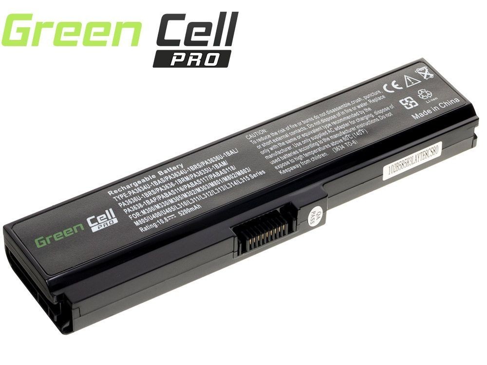 Bateria Green Cell Toshiba Satellite U500/L750/A650/C650/C655/PA3634U-1BRS 10.8V 6 cell (TS03PRO) akumulators, baterija portatīvajiem datoriem