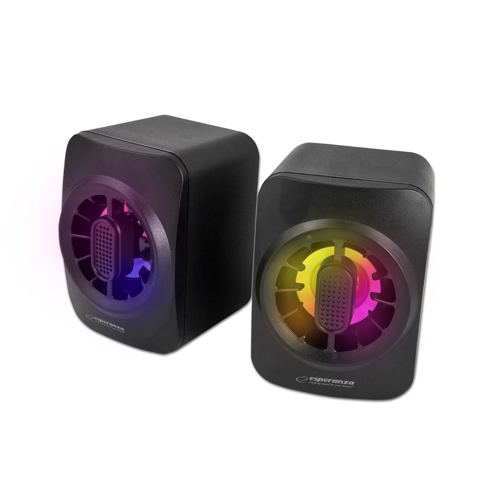 USB SPEAKERS 2,0 LED RAINBOWS SAKARA pārnēsājamais skaļrunis