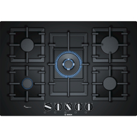 Bosch Serie 6 PPQ7A6B90 hob Black Built-in Gas 5 zone(s) plīts virsma