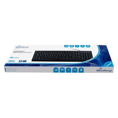 Keyboard MediaRange Standard Keybord black USB 2.0 aksesuārs portatīvajiem datoriem