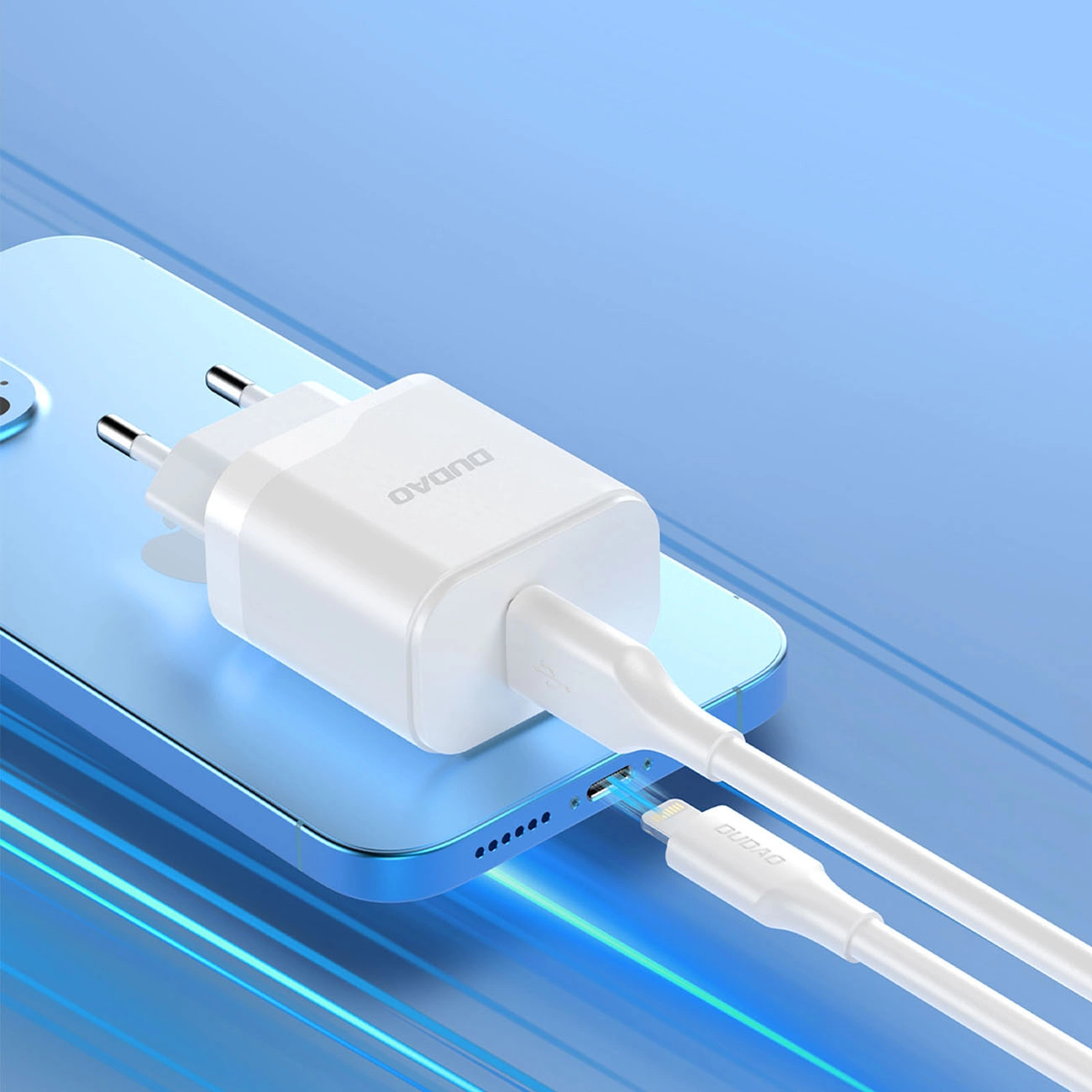 Dudao A20EU USB-A 18W wall charger - white + USB-A - micro USB cable iekārtas lādētājs