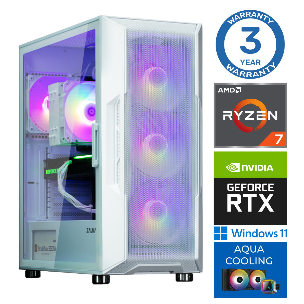 INTOP AQUA Ryzen 7 7700X 16GB DDR5 1TB SSD M.2 NVME RTX4060Ti 8GB WIN11 RW35897WH (EWH411535897) dators