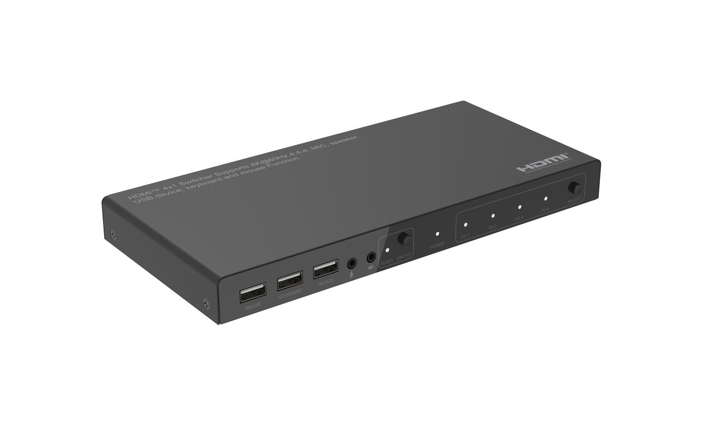 MicroConnect 4K@60Hz HDMI KVM switch, 4x1  5715063148785 KVM komutators