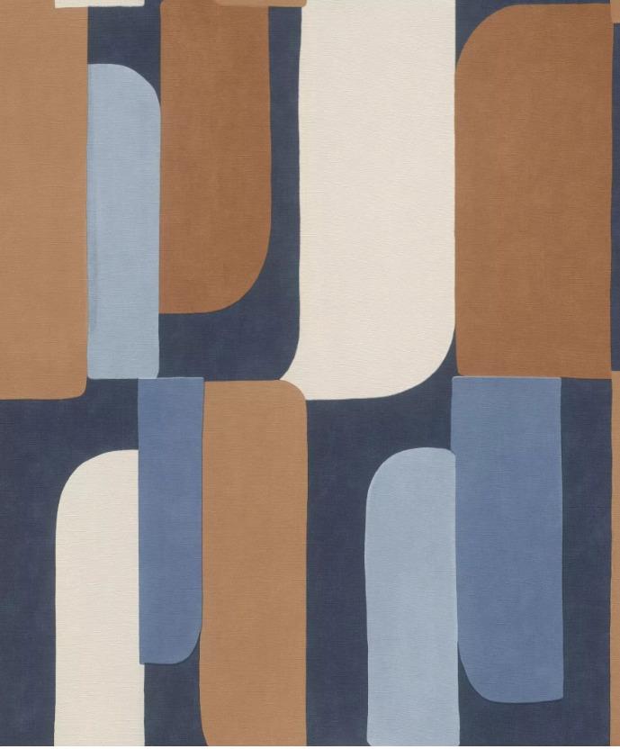 WALLPAPER 330519 BLUE BROWN SHAPES 330519 (4000441330519)