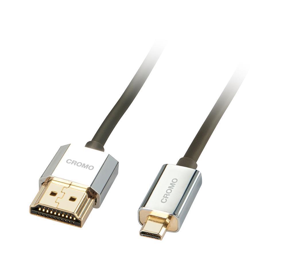 Lindy HDMI High Speed A/D Kabel Slim CROMO 2m Ethernet kabelis, vads