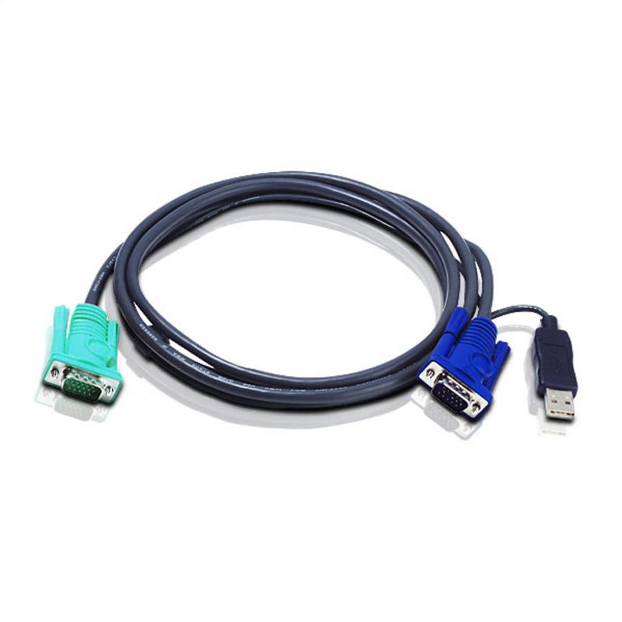 ATEN KVM Cable (HD15-SVGA, USB, USB) - 2m kabelis video, audio