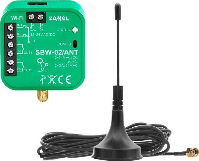 Zamel Supla - sterownik bramowy dopuszkowy 2-kanalowy z antena Wi-Fi SBW-02/ANT SBW-02/ANT (5903669469117)