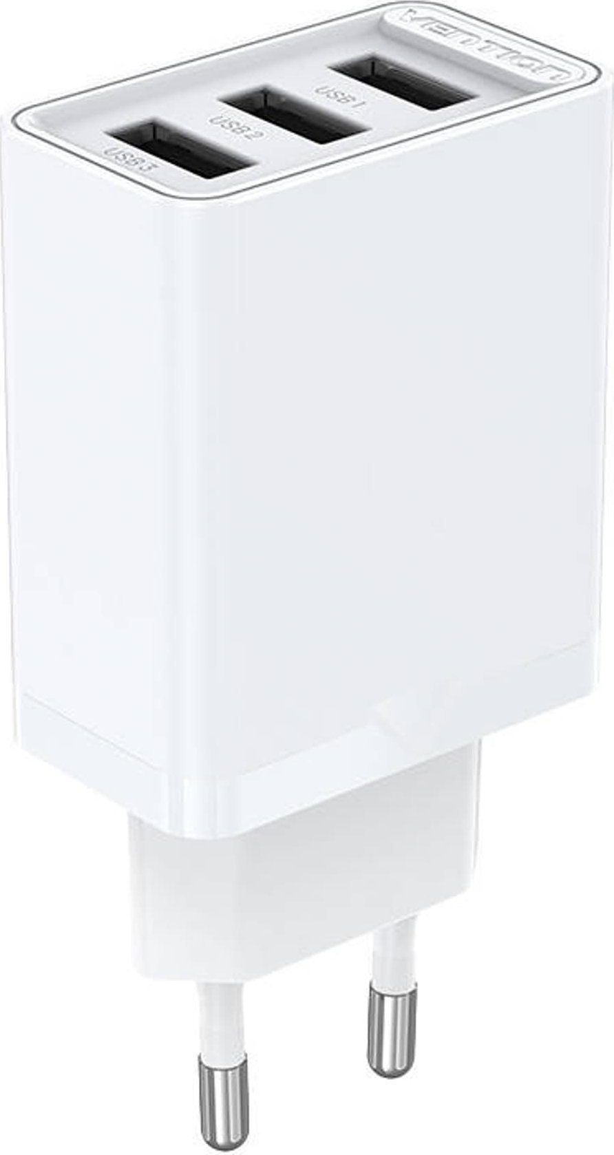 Wall charger 3x USB Vention FEAW0-EU, 2.4A, 12W (white) iekārtas lādētājs