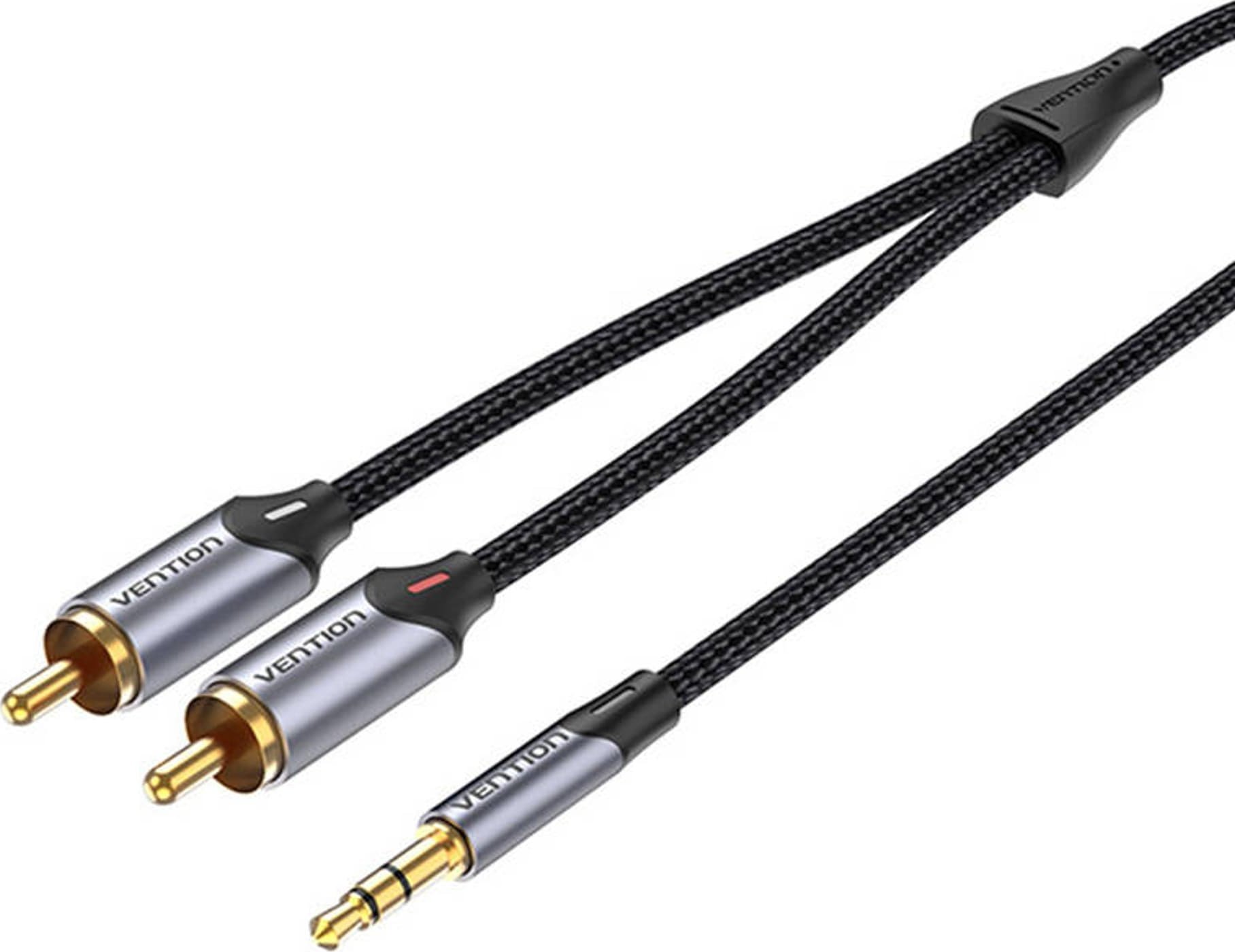 Kabel Vention Kabel 2xRCA (Cinch) jack do 3.5mm Vention BCNBH 2m (szary) BCNBH (6922794751460) kabelis video, audio