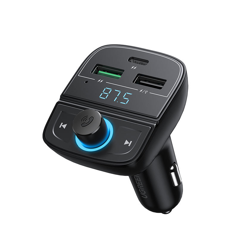 Ugreen FM Transmitter Bluetooth 5.0 car charger MP3 3x USB TF micro SD 4,8 A black (CD229) FM transmiteris