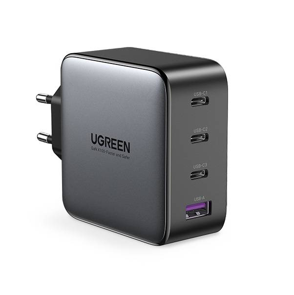 UGREEN CD226 Sienas lādētājs, USB QC3.0, 3x USB-C, 100 W, PD (melns) 40747 (6957303803613)