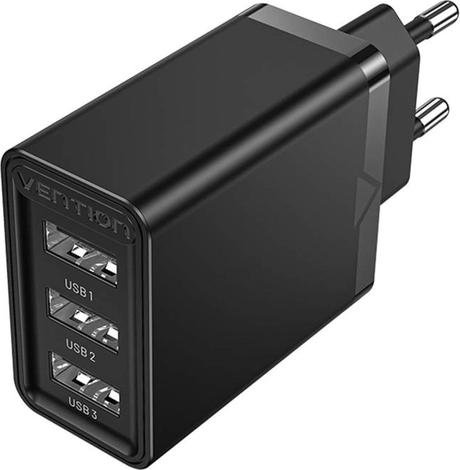 Wall charger 3x USB Vention FEAB0-EU, 2.4A, 12W (black) iekārtas lādētājs