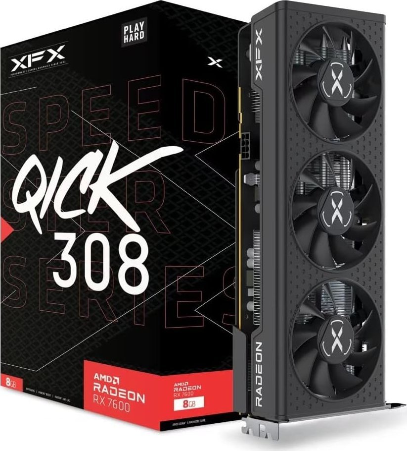 Karta graficzna XFX Speedster QICK 308 Radeon RX 7600 8GB GDDR6 (RX-76PQICKBY) RX76PQICKBY (0840191500756) video karte