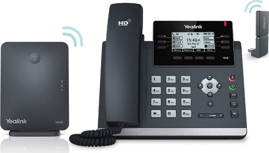 Telefon Yealink W41P - Telefon IP DECT z baza IP DECT PoE i zasilaczem 2938 (6938818302648) IP telefonija