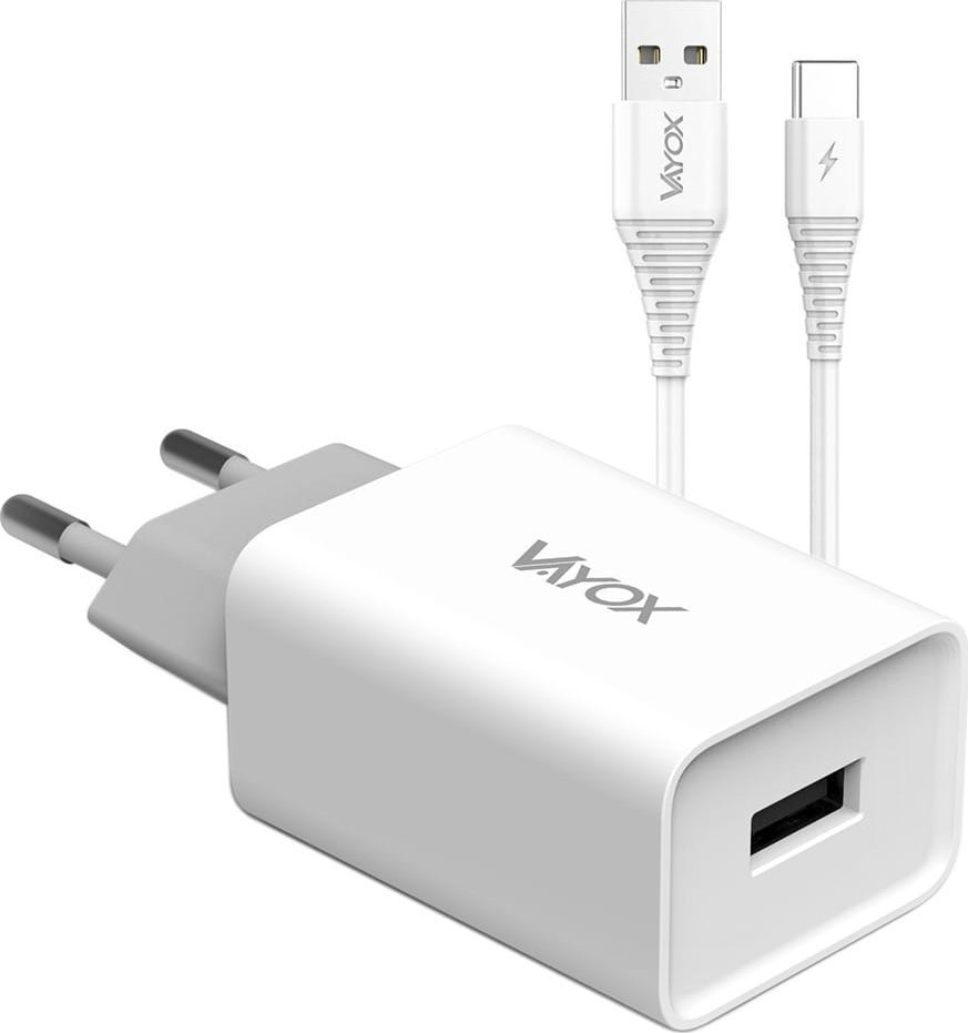 Ladowarka Vayox Ladowarka sieciowa USB 5V 2.1A + kabel USB typ C 1m VA0051C Vayox BX11024 (5902689077500) iekārtas lādētājs
