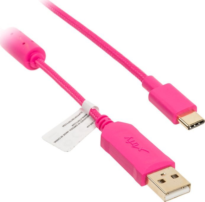 Kabel USB Xtrfy USB-C - USB-A Rozowy (CA-USBC-USBA-ST-BR-PINK) CA-USBC-USBA-ST-BR-PINK (7340086910354) USB kabelis