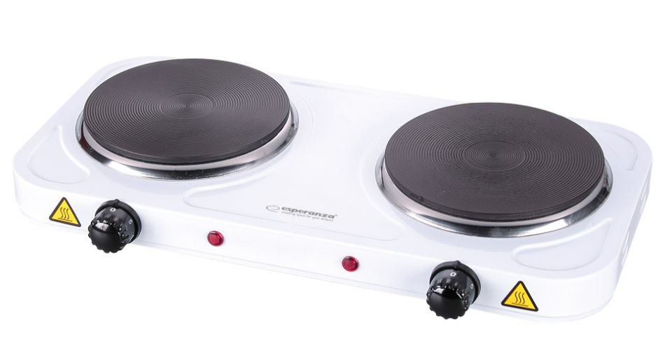 Esperanza EKH010W Adjustable electric cooker, 2 heating fields, white plīts virsma