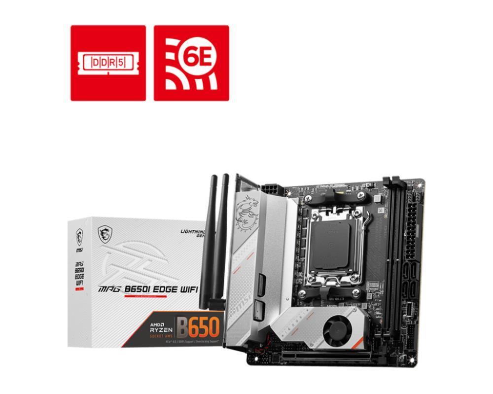 MSI MPG B650I Edge WiFi, AMD B650 Mainboard - Socket AM5, DDR5 pamatplate, mātesplate