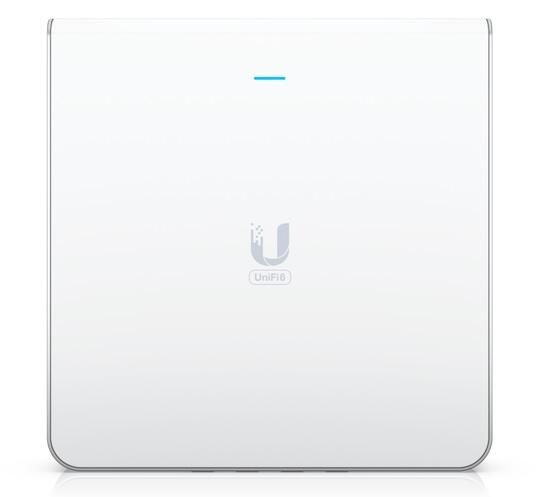 UniFi6 In-Wall. Wall-mounted WiFi 6 access point with a built-in PoE switch. Access point
