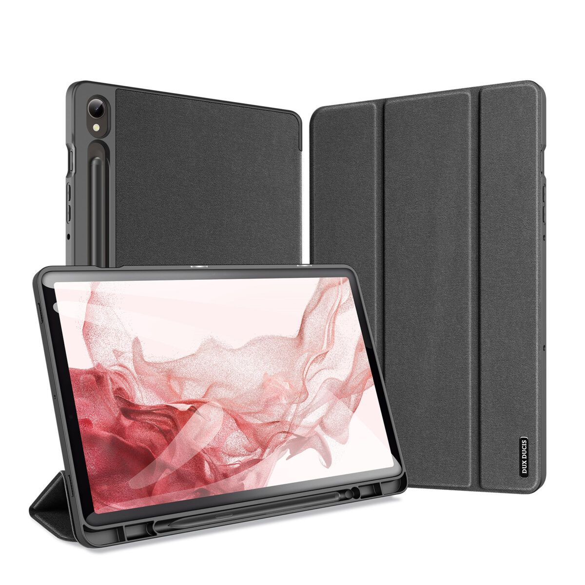 Dux Ducis Trifold magnet case grāmatveida maks planšetdatoram Samsung X910 | X916 Galaxy Tab S9 Ultra melns planšetdatora soma