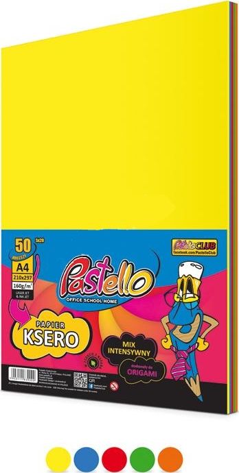 Pastello Papier ksero A4 160g mix kolorow 50 arkuszy AB270PTL (5902385953733) papīrs