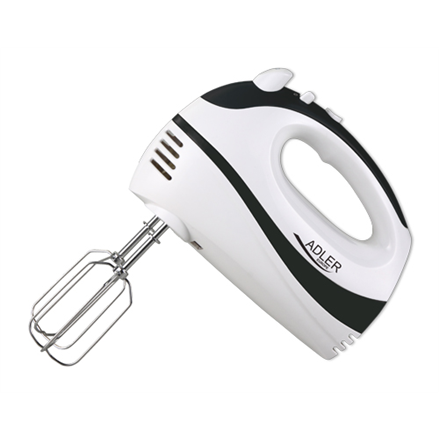 Adler AD 4205 b White, Black, Hand Mixer, 300 W, Number of speeds 5, Shaft material Stainless steel, Mikseris