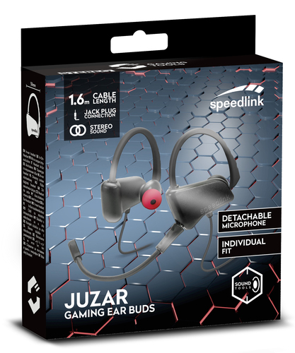 SPEEDLINK JUZAR Headset Ear-hook, In-ear 3.5 mm connector Black, Red 4027301338584 austiņas