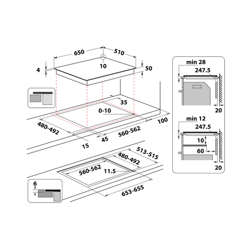 Whirlpool WF S2765 NE/IXL Black Built-in 65 cm Zone induction hob 4 zone(s) plīts virsma