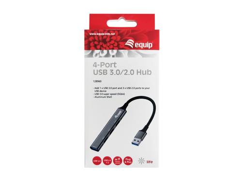 Equip USB-Hub 4-Port 3.0  ->1x3.0,3x2.0   o.Netzteil grau USB centrmezgli