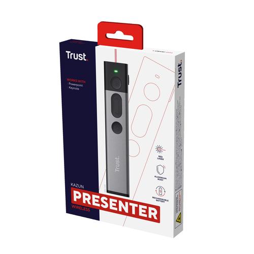 Trust Kazun 23333 wireless presenter RF Aluminium, Black 8713439233339